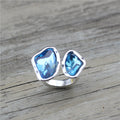 Double Crystal Silver-Tone Ring