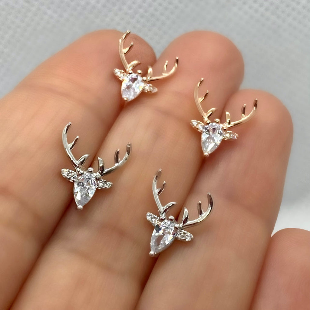 Antler Earrings with Clear Zircon