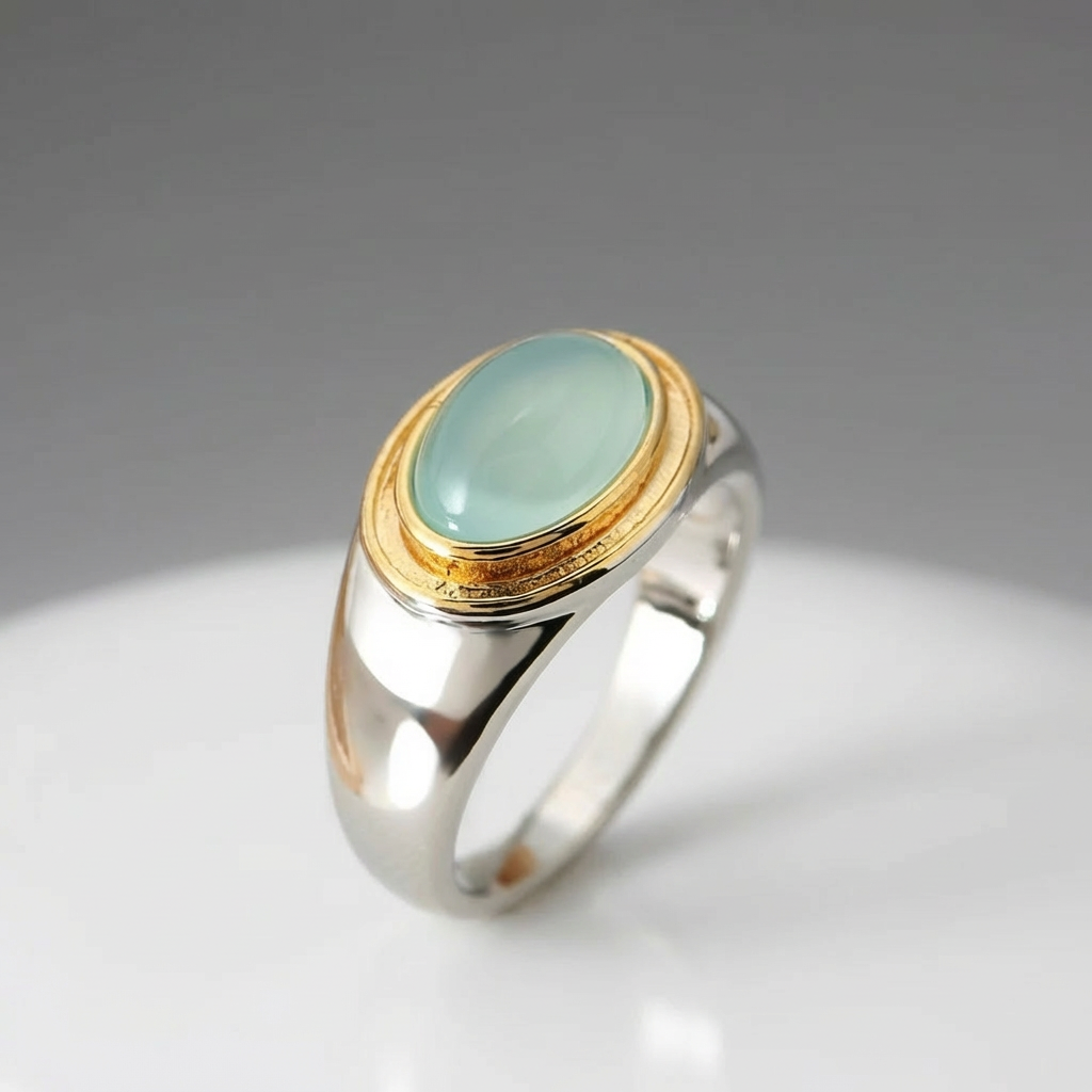 Sterling Silver Aquamarine-Look Spinner Ring