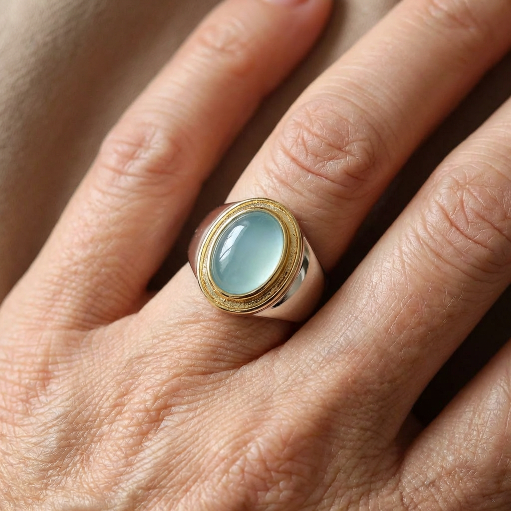Sterling Silver Aquamarine-Look Spinner Ring