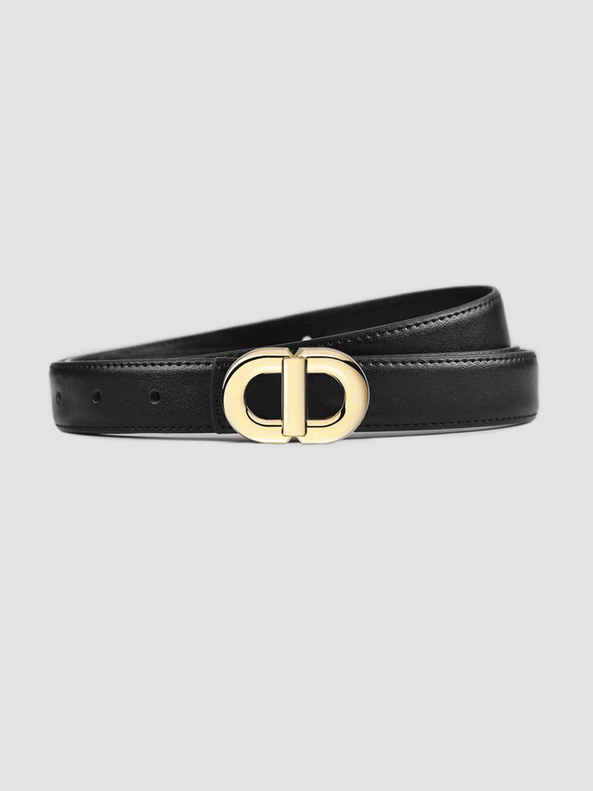 Round-Buckle Belt in Faux Leather