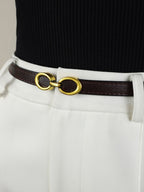 Faux Leather Belt with Linked Buckle