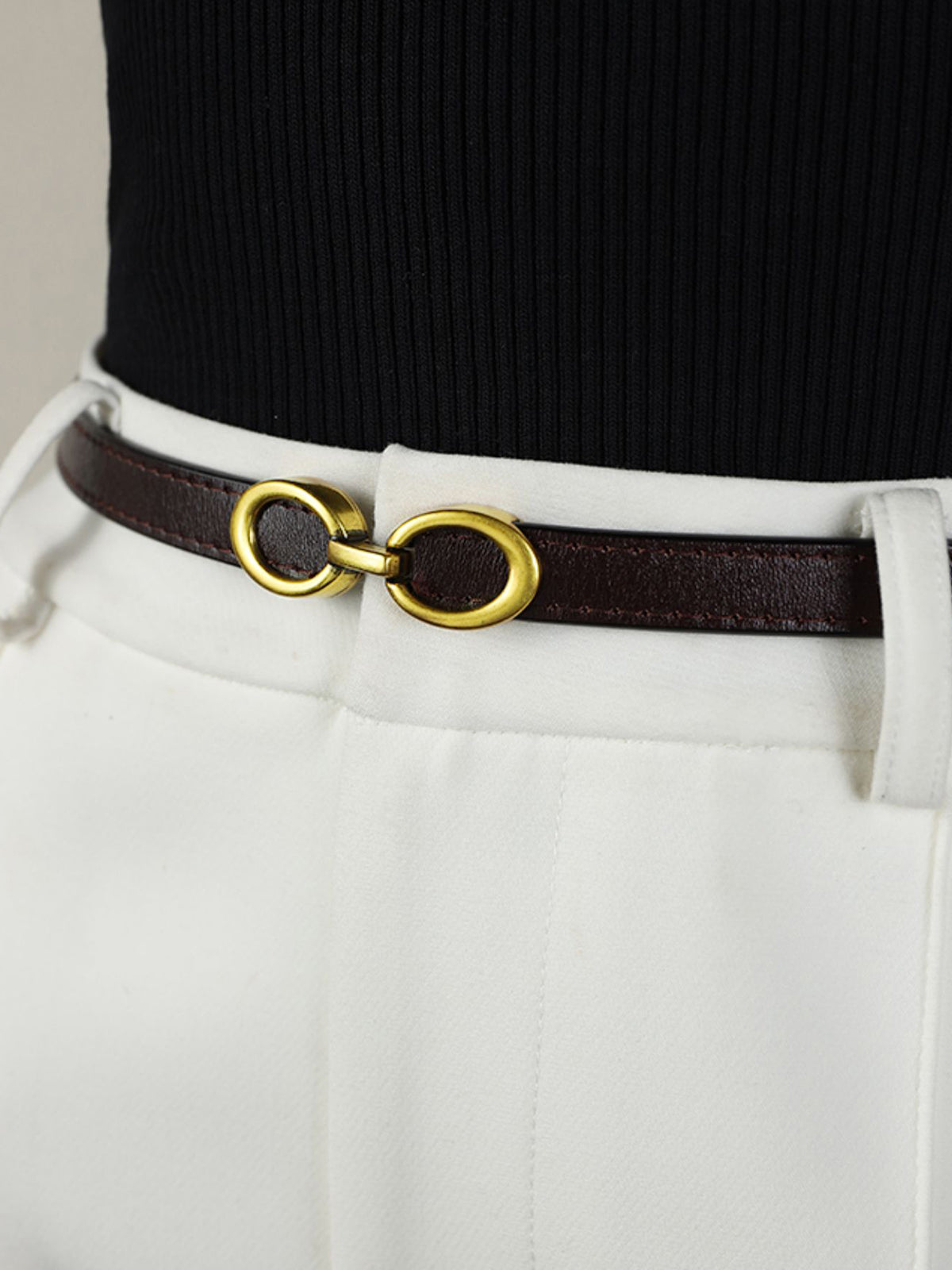 Faux Leather Belt with Linked Buckle