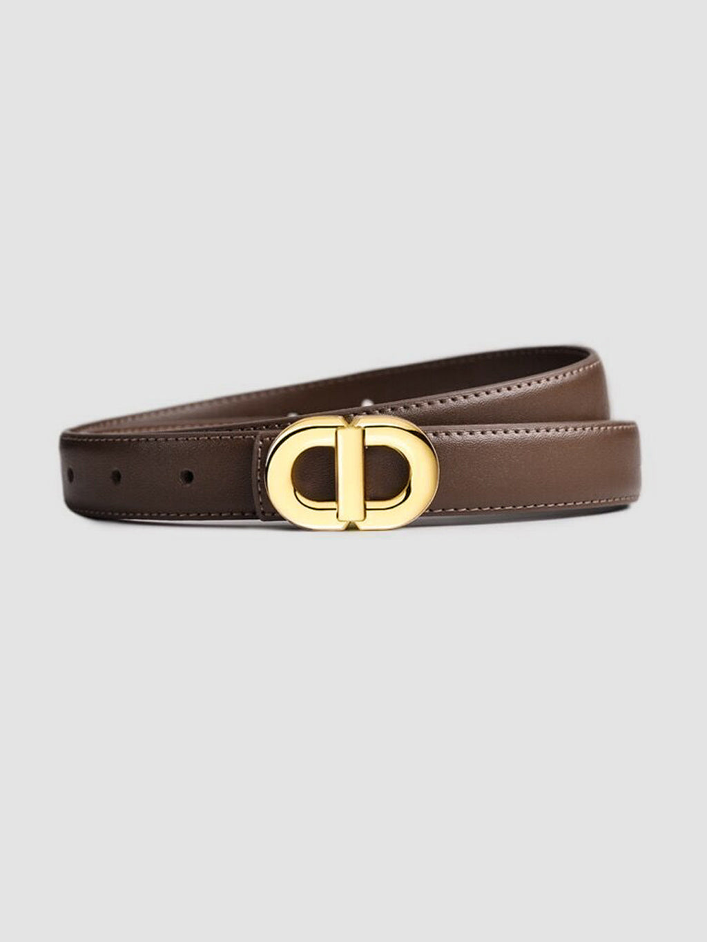 Round-Buckle Belt in Faux Leather