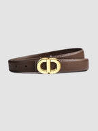Round-Buckle Belt in Faux Leather
