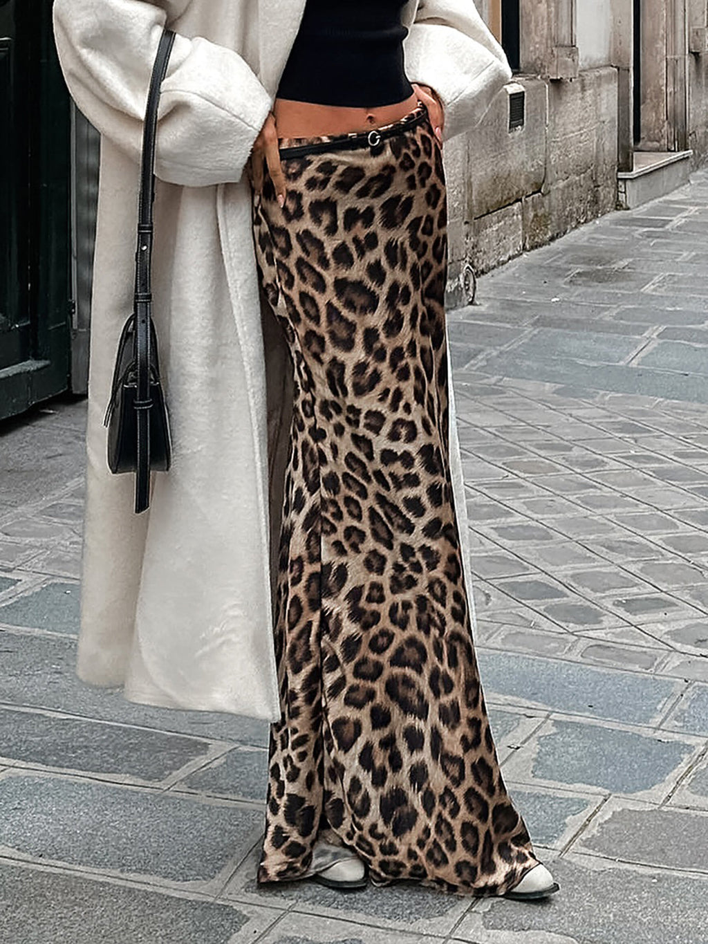 Leopard Print Maxi Skirt with Slim Fit
