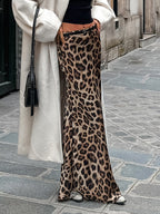 Leopard Print Maxi Skirt with Slim Fit