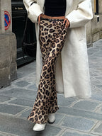 Leopard Print Maxi Skirt with Slim Fit