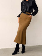 Women's Flared Maxi Skirt with High Waist