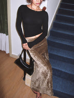 Women's Pleated Velvet Maxi Skirt