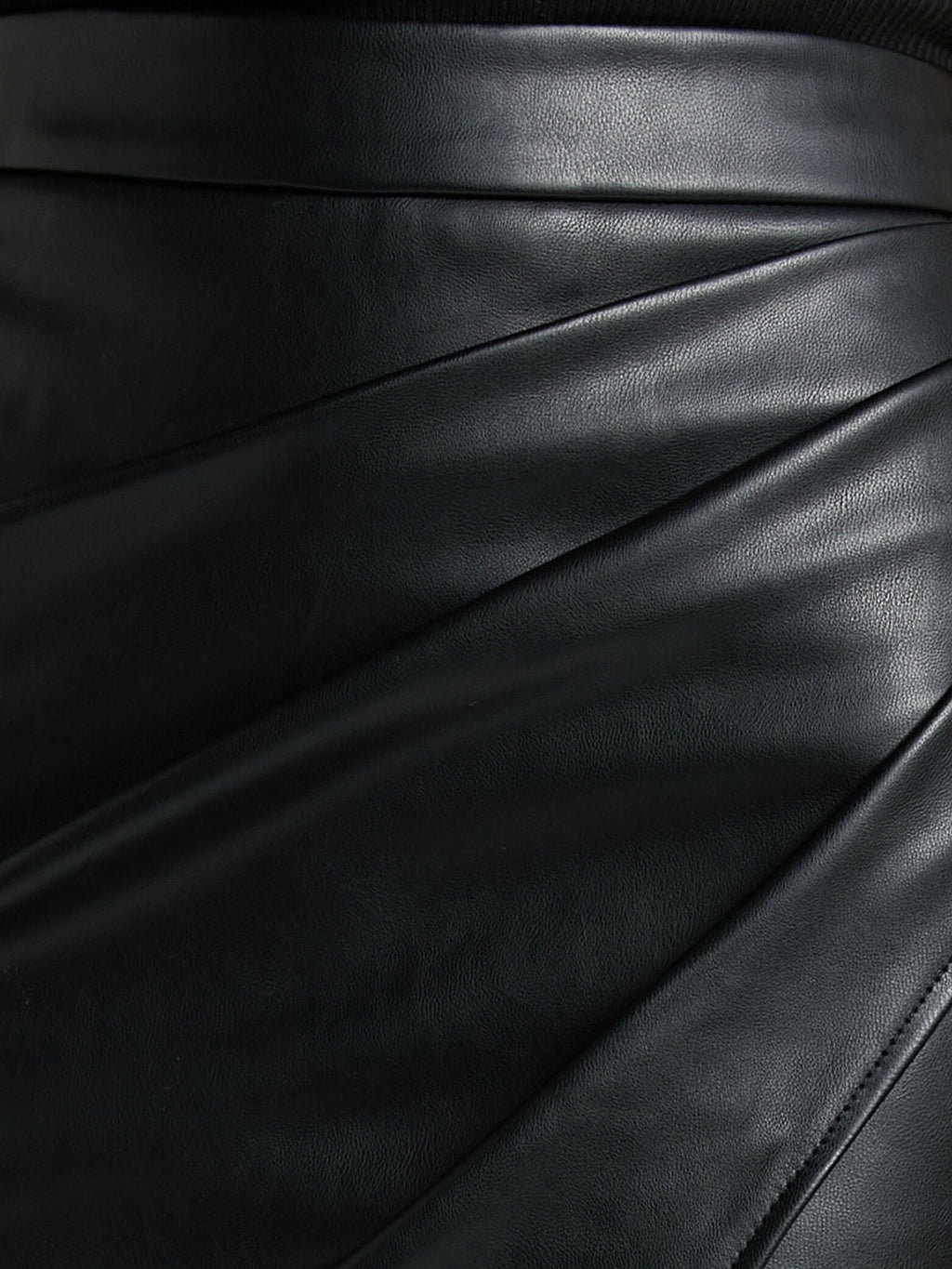 Faux Leather Wrap Midi Skirt with a Front Slit