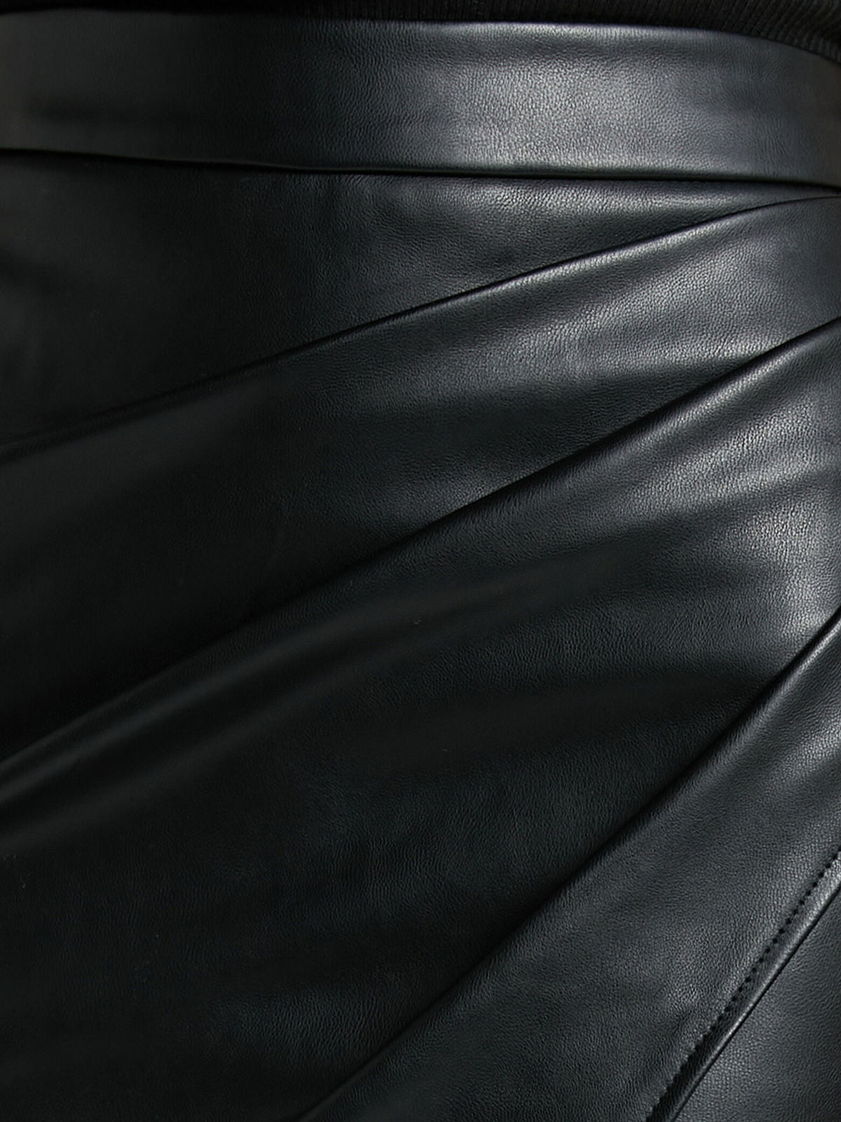Faux Leather Wrap Midi Skirt with a Front Slit