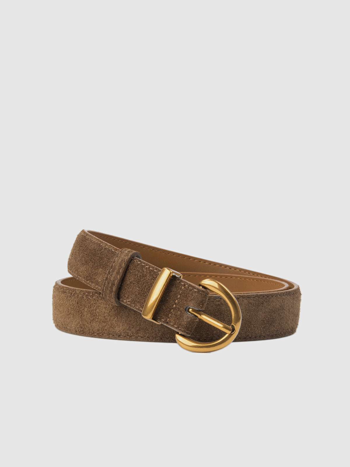 Faux Suede Belt with Round Buckle