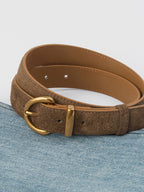 Faux Suede Belt with Round Buckle