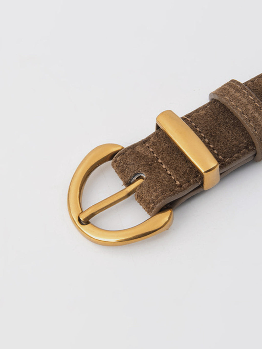 Faux Suede Belt with Round Buckle