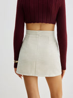 Tweed Mini Skirt with Mid-Rise Fit