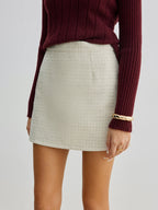 Tweed Mini Skirt with Mid-Rise Fit