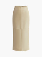 Women's Straight Faux Leather Midi Skirt