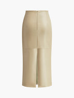 Women's Straight Faux Leather Midi Skirt