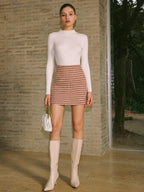 Textured A-Line Skirt with High Waist