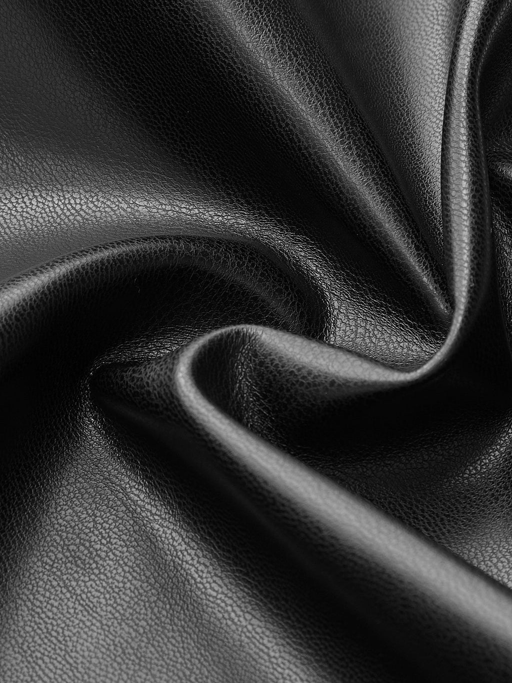 Faux Leather Midi Skirt with Front Slit