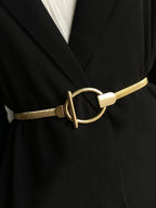 Women's Slim Metal Circle Buckle Belt
