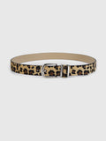 Leopard Print Belt with Silver-Tone Buckle