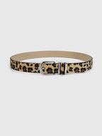 Leopard Print Belt with Silver-Tone Buckle