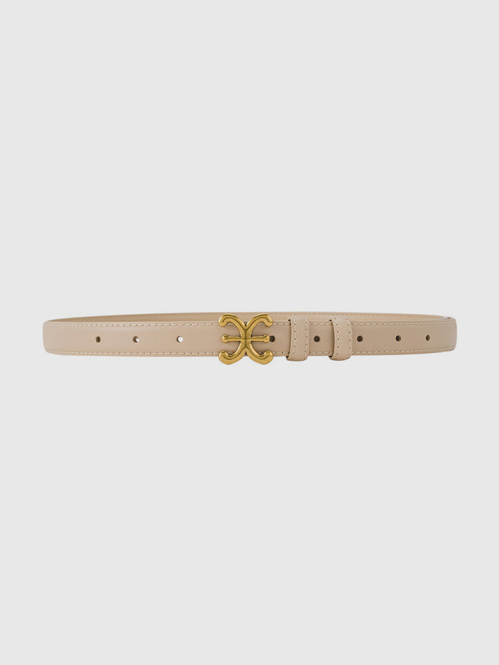 Slim Faux Leather Belt with Graphic Buckle