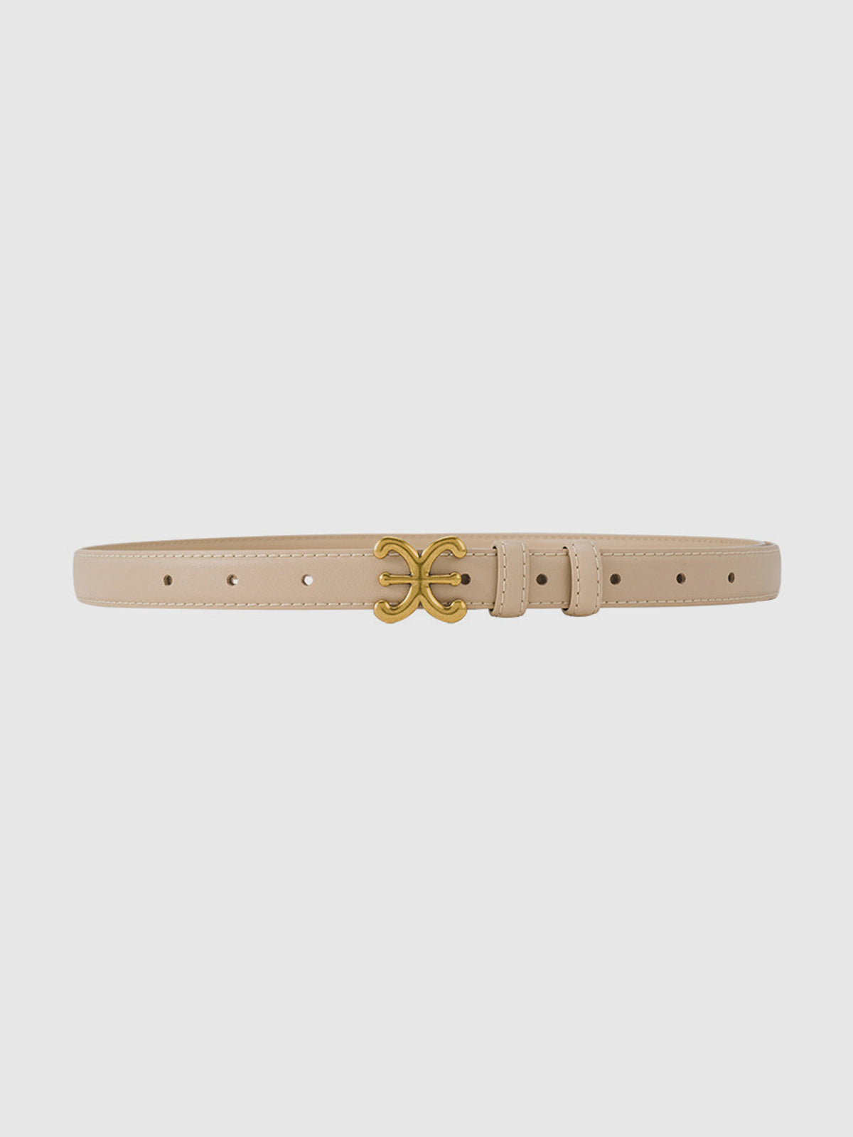 Slim Faux Leather Belt with Graphic Buckle
