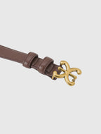 Slim Faux Leather Belt with Graphic Buckle