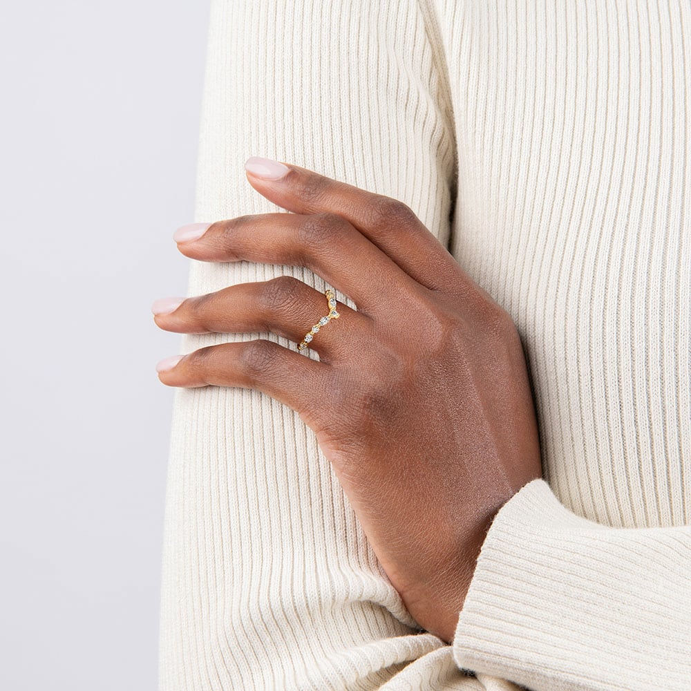 Crystal Cluster Statement Ring on Slim Band
