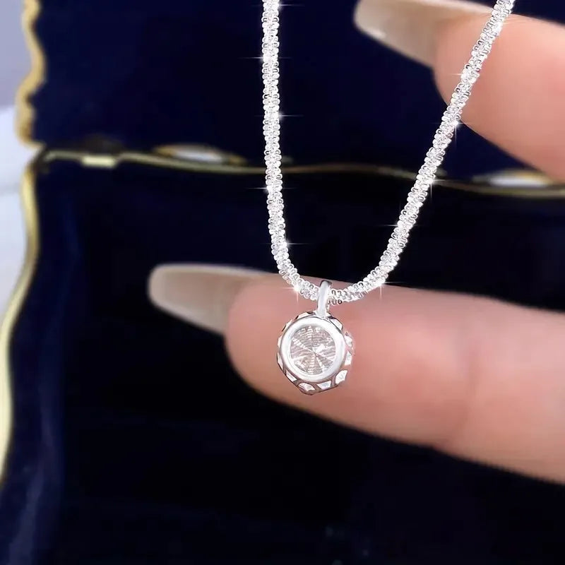 Sterling zilveren ketting met moissaniet solitairhanger