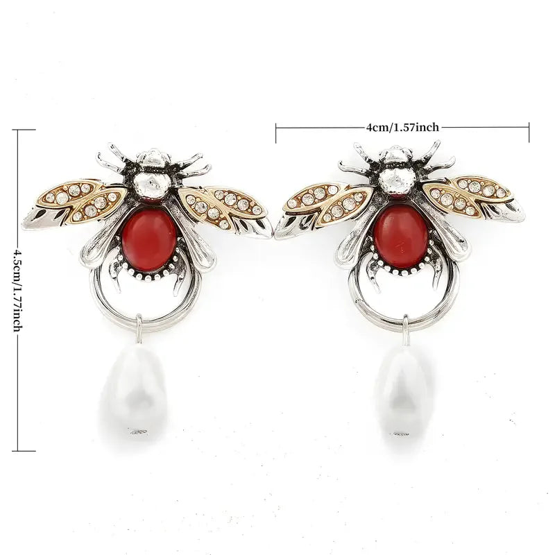 Vintage-Style Bee Drop Earrings