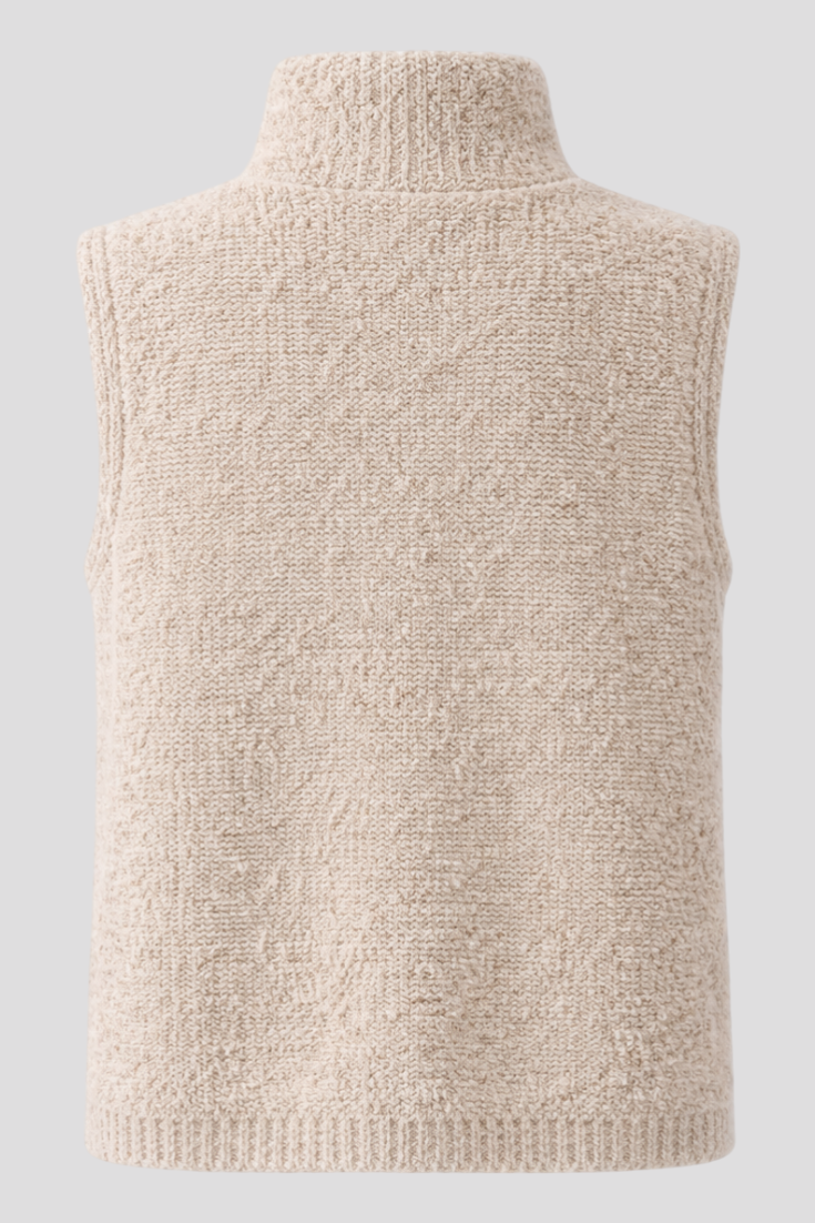 Sleeveless Knit Cardigan with Button Front and Textured Stitch