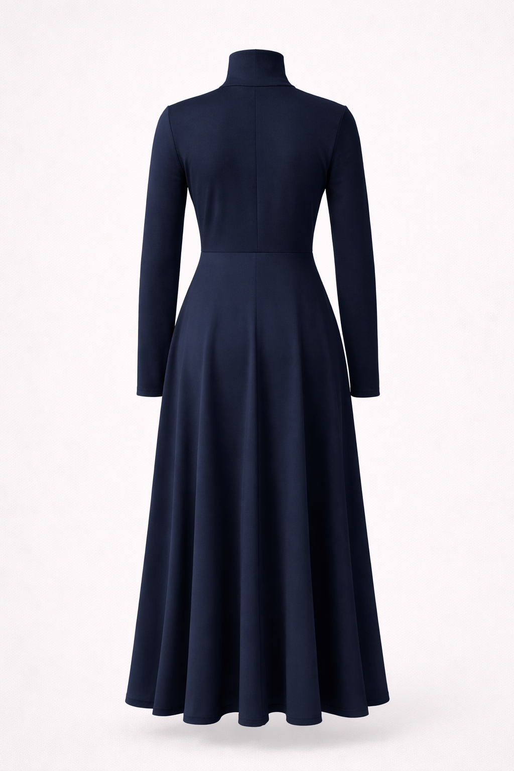 Gebreide maxi-jurk met hoge hals en soepele A-lijnrok