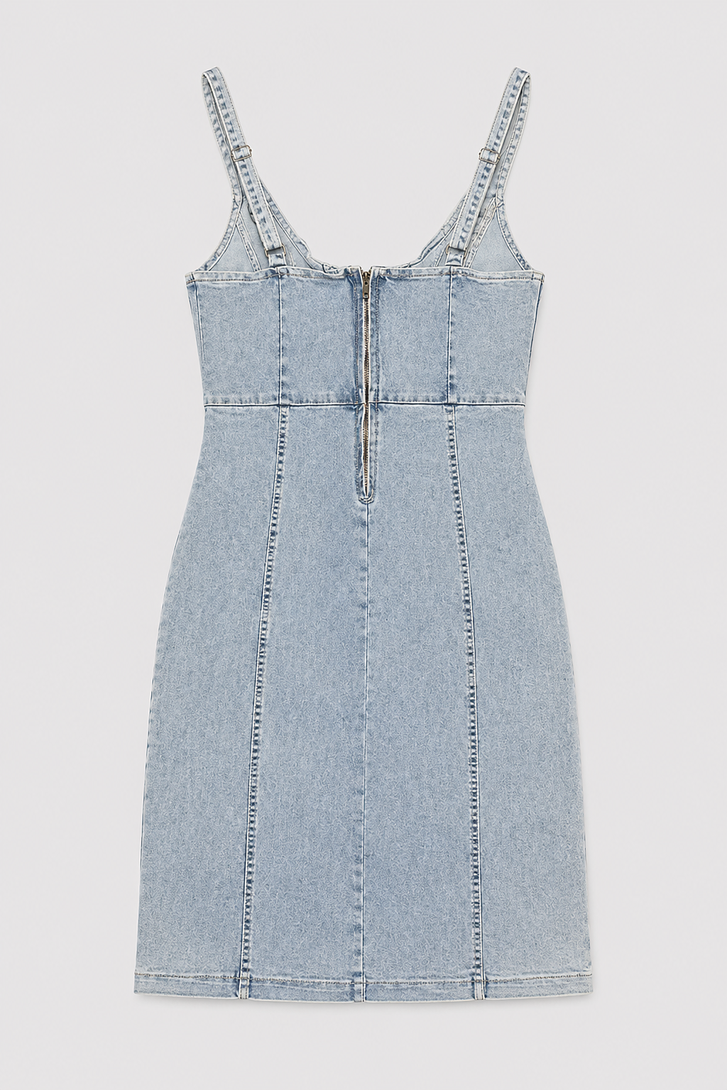 Denim Cami Dress with Adjustable Straps and Side Split
