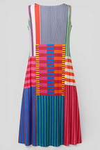 Jurk met aquarelprint, V-hals en lange mouwen