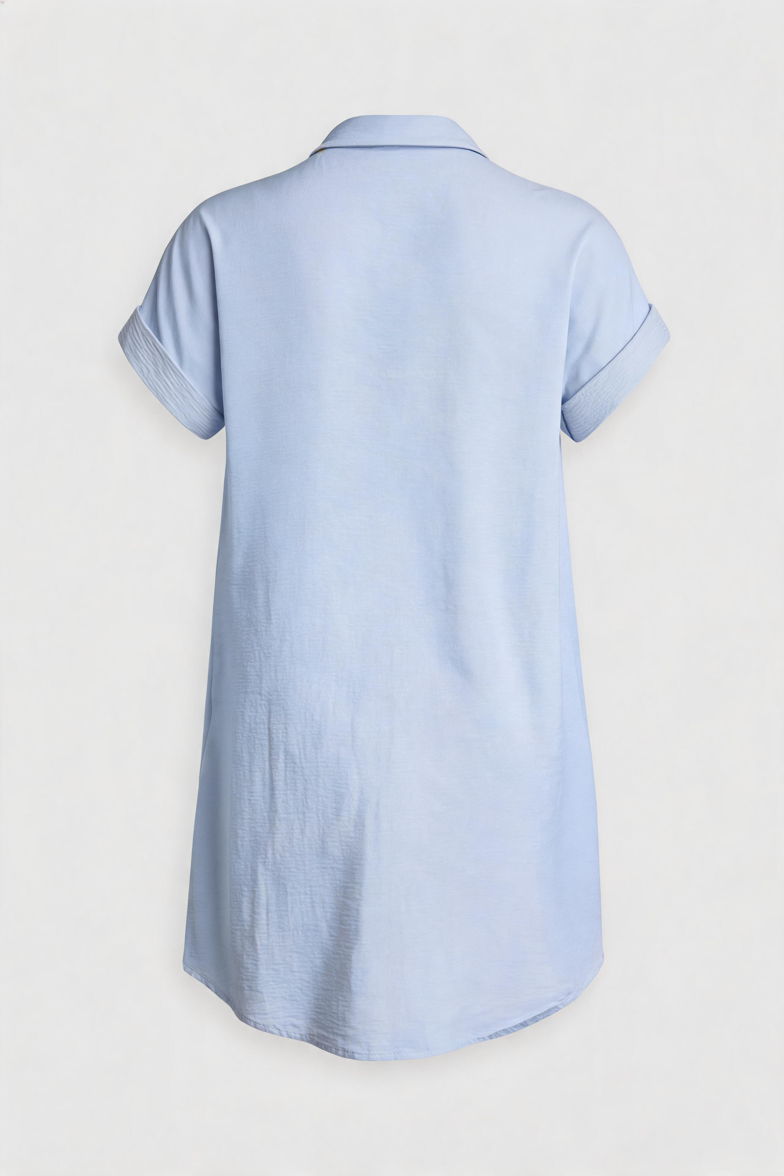 Lightweight Shirt Dress with Pockets and Cape Collar
