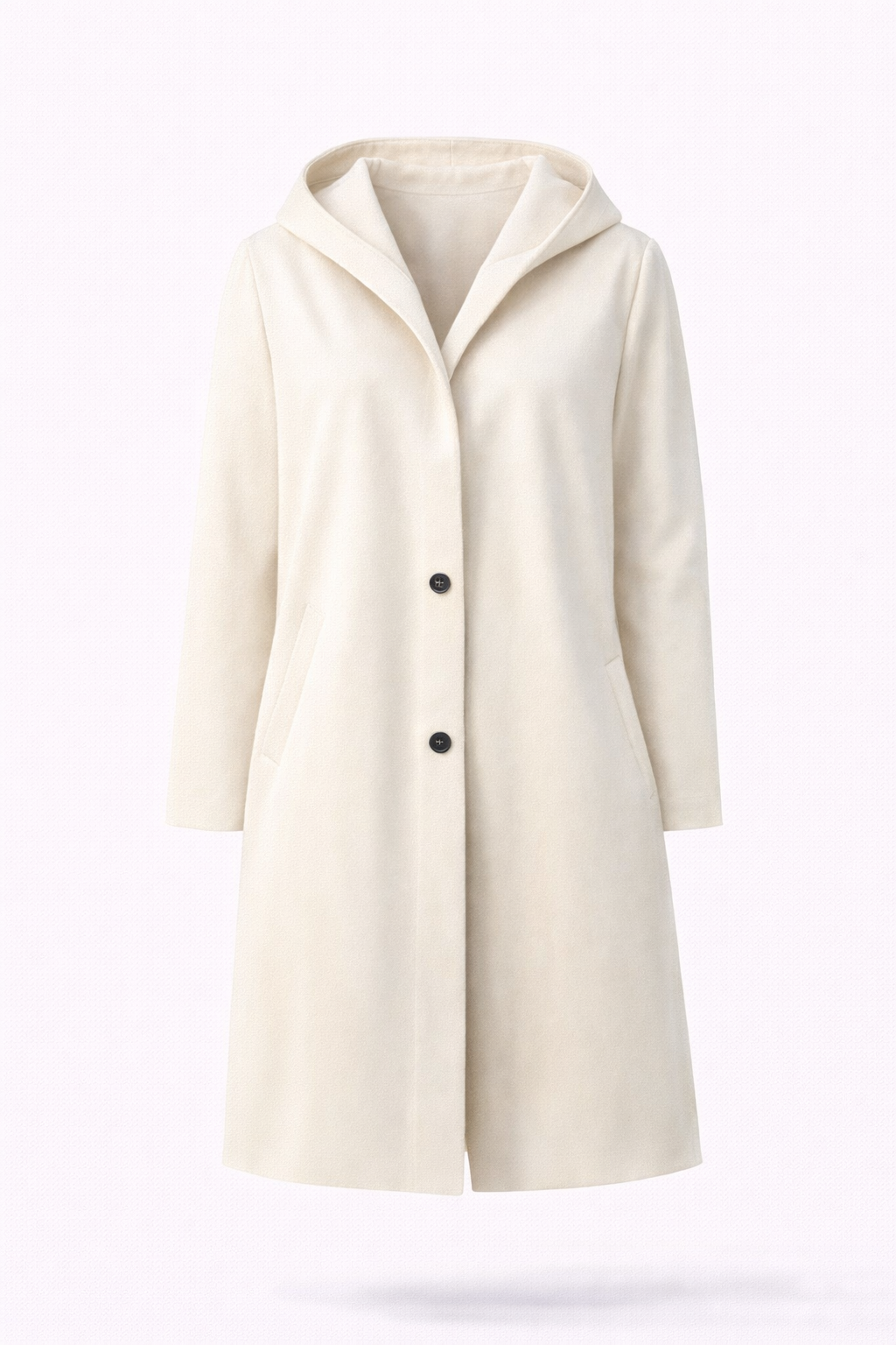 Mid Length Button Front Coat with a Relaxed Fit and Pockets
