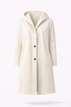 Mid Length Button Front Coat with a Relaxed Fit and Pockets