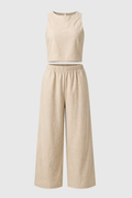 Two Piece Set with Flowing Fabric and Softly Tailored Shape