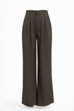 High-waist broek met wijde pijpen en vloeiende val