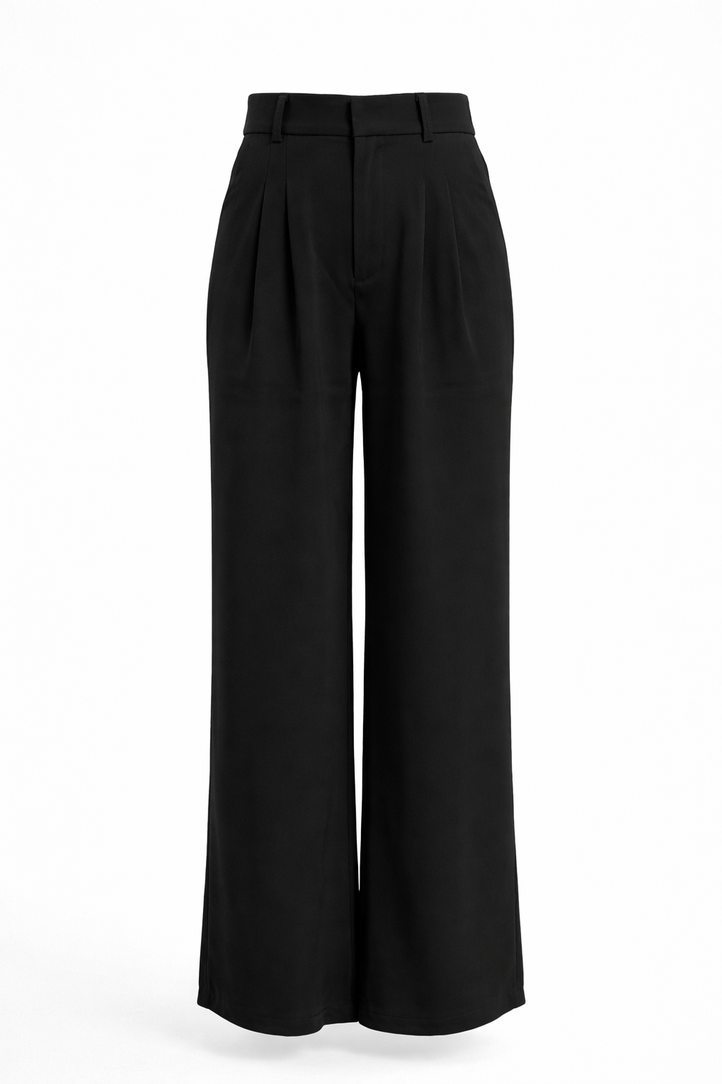 High-waist broek met wijde pijpen en vloeiende val