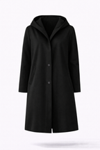 Mid Length Button Front Coat with a Relaxed Fit and Pockets