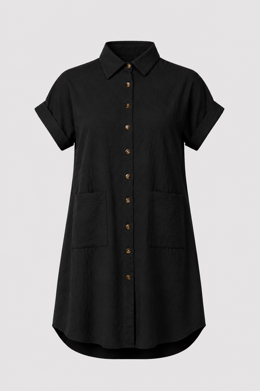 Lightweight Shirt Dress with Pockets and Cape Collar