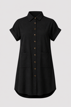 Lightweight Shirt Dress with Pockets and Cape Collar