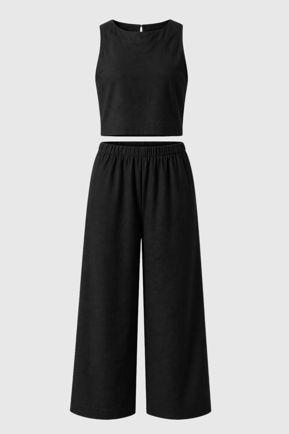 Two Piece Set with Flowing Fabric and Softly Tailored Shape