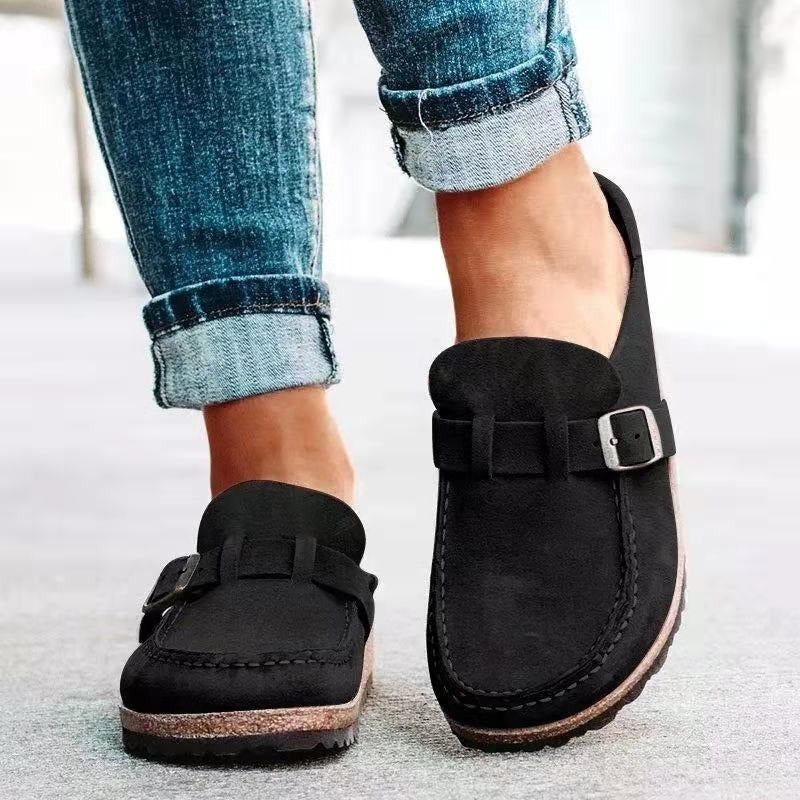 Faux Suede Buckle Strap Slingback Sandals