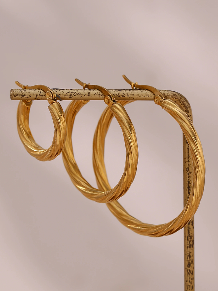 Twisted Gold-Tone Hoop Earrings, 40 mm